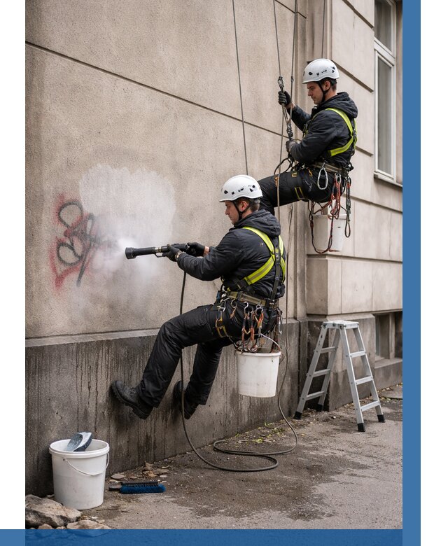 Удаление граффити с фасада в Черкесске от 4588 р. | ВЫСОТНИК-Чрк