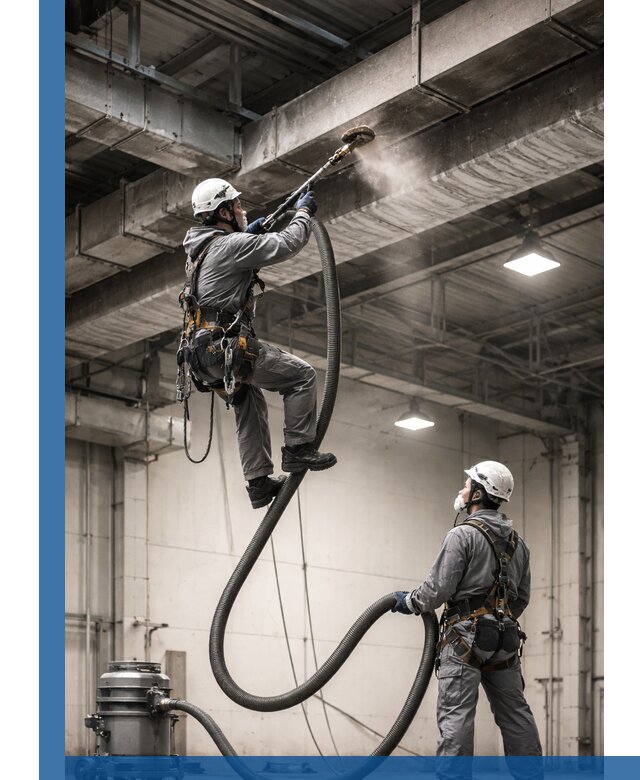 Обеспыливание потолочных конструкций в Черкесске промышленным альпинизмом