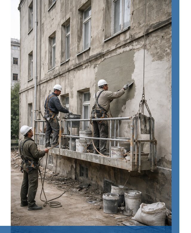 Капитальный ремонт фасада в Черкесске от 4282 р. | ВЫСОТНИК-Чрк