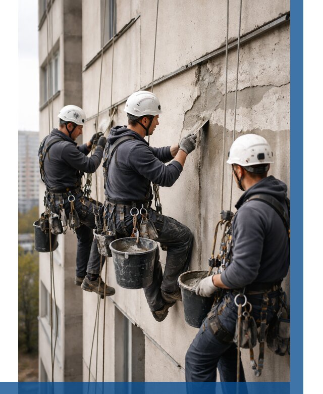 Ремонт бетонных элементов фасада в Черкесске от 2549 р. | ВЫСОТНИК-Чрк