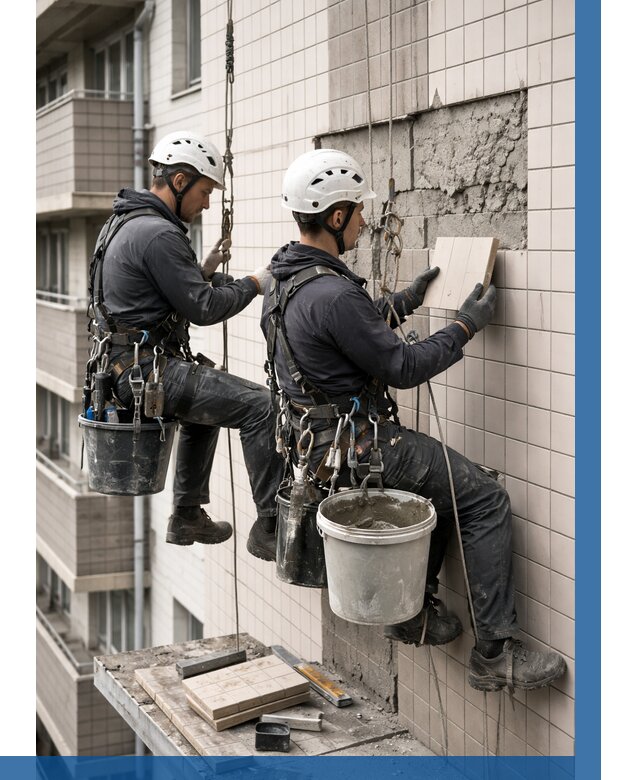 Ремонт облицовки фасада плиткой в Черкесске от 1835 р. | ВЫСОТНИК-Чрк