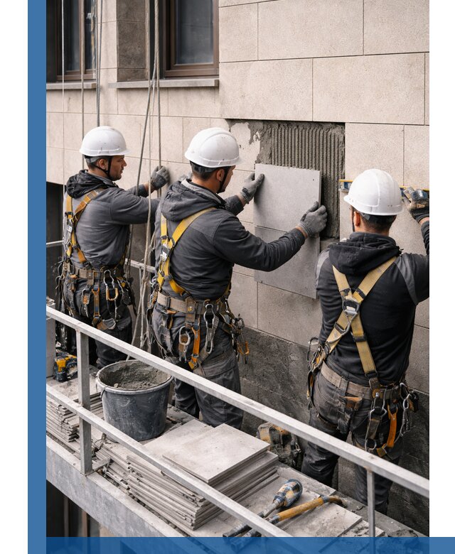 Ремонт облицовки фасада плиткой в Черкесске с гарантией