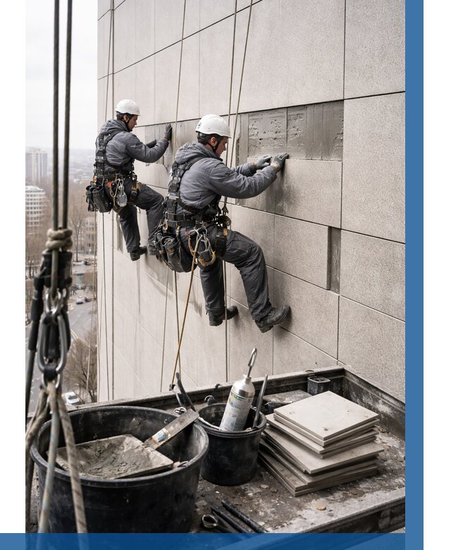 Ремонт фасада из керамогранита в Черкесске от 2549 р. | ВЫСОТНИК-Чрк