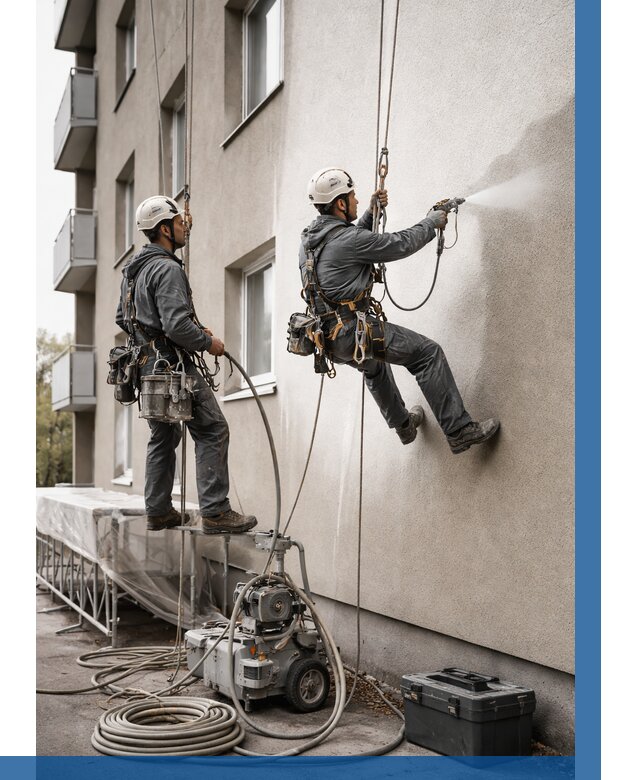 Безвоздушная покраска фасада в Черкесске от 224 р/м² | ВЫСОТНИК-Чрк