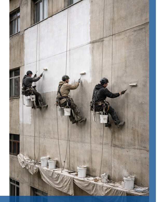 Покраска бетонного фасада в Черкесске от 357 р за м2 | ВЫСОТНИК-Чрк