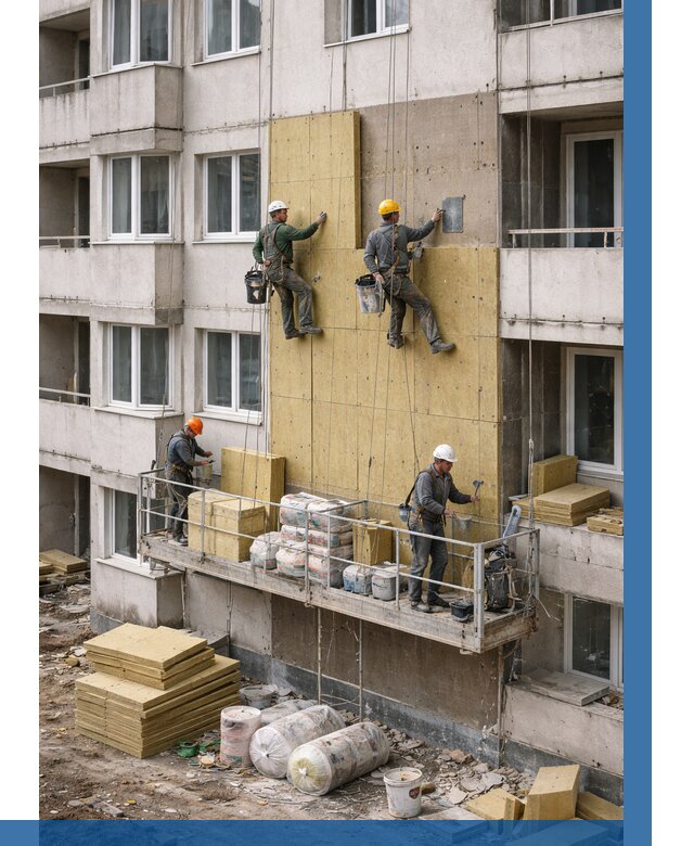 Утепление фасада минватой в Черкесске от 1529 р. | ВЫСОТНИК-Чрк