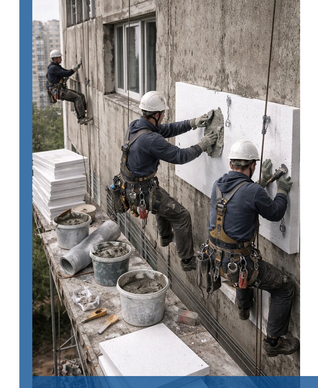 Утепление фасада пенополистиролом в Черкесске под ключ