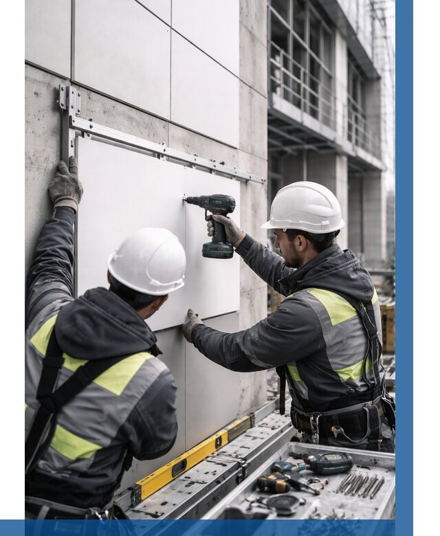 Монтаж композитных панелей фасада в Черкесске от 2549 р. | ВЫСОТНИК-Чрк