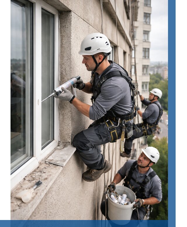 Герметизация оконных швов снаружи в Черкесске от 1529 р. | ВЫСОТНИК-Чрк