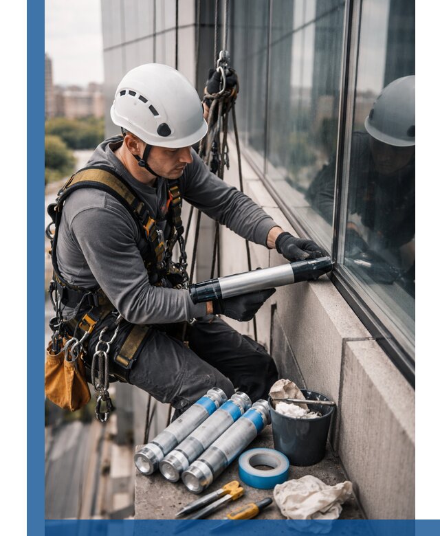 Герметизация стыков витража в Черкесске для герметичных фасадов