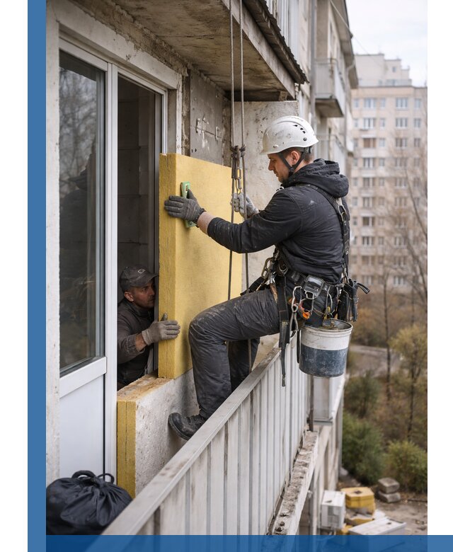 Профессиональное утепление балкона снаружи в Черкесске под ключ