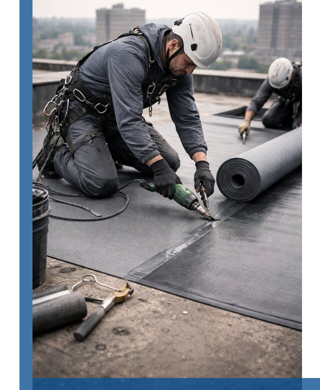 Ремонт мягкой кровли в Черкесске с выездом промальпинистов