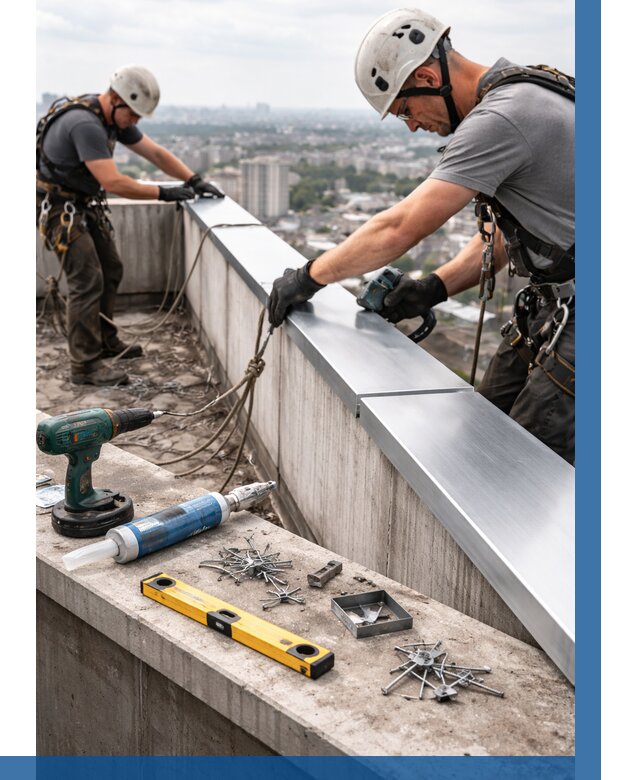 Монтаж парапетных крышек в Черкесске от 816 р. | ВЫСОТНИК-Чрк