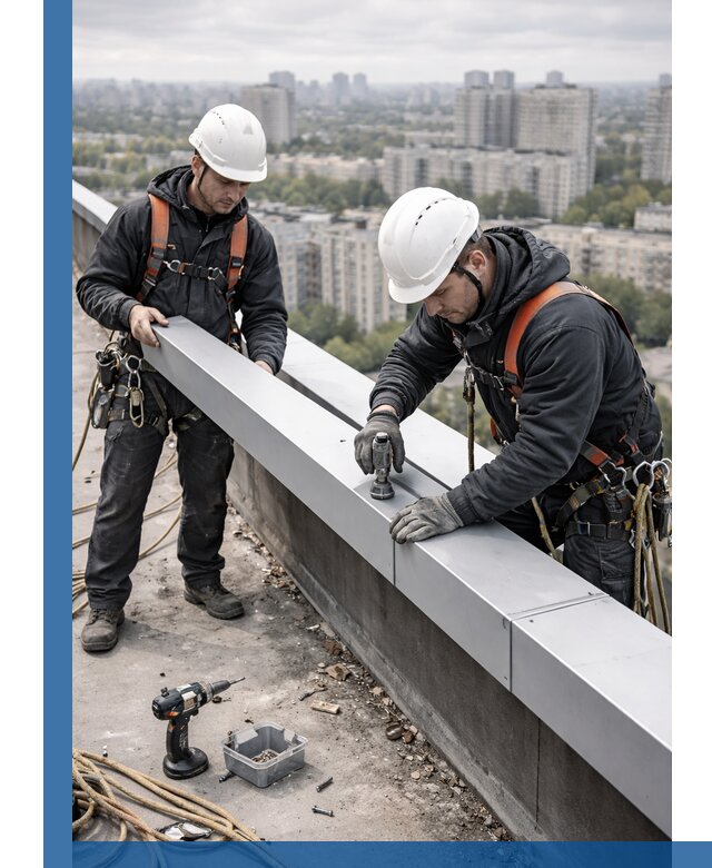 Монтаж парапетных крышек и ограждений кровли в Черкесске