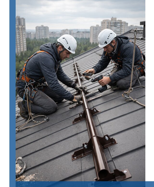 Монтаж снегозадержателей на кровле зданий в Черкесске под ключ