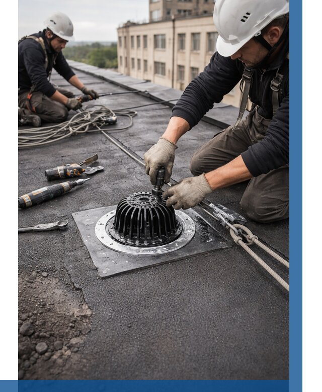 Установка водосточных воронок в Черкесске цена от 3569 р. | ВЫСОТНИК-Чрк