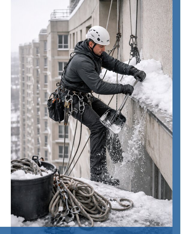 Очистка карнизов от снега в Черкесске от 306 р. | ВЫСОТНИК-Чрк