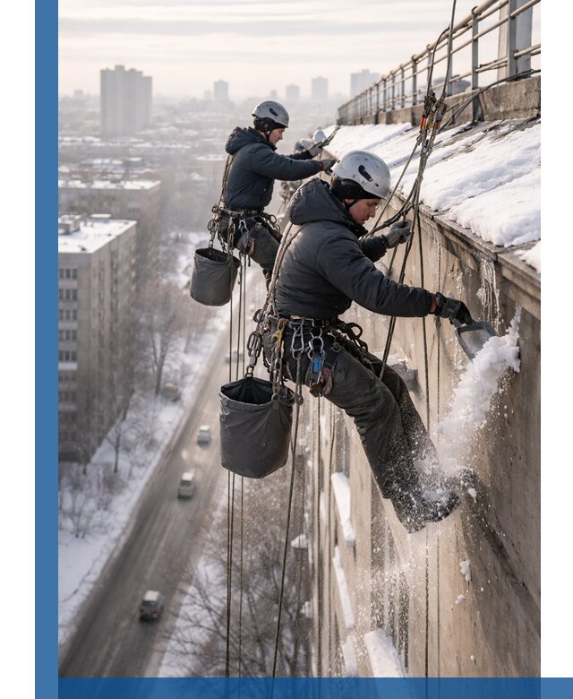 Очистка карнизов от снега в Черкесске профессионально и безопасно