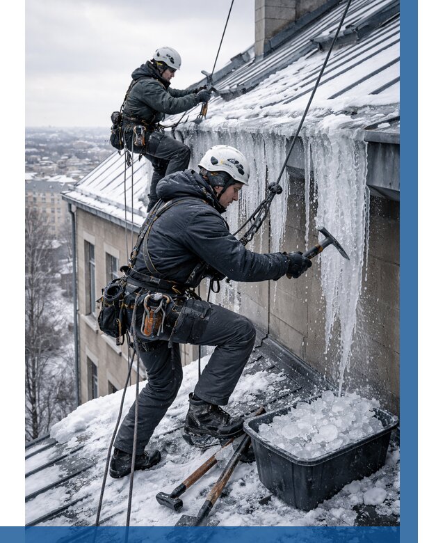 Удаление наледи с кровли в Черкесске от 5608 р. | ВЫСОТНИК-Чрк