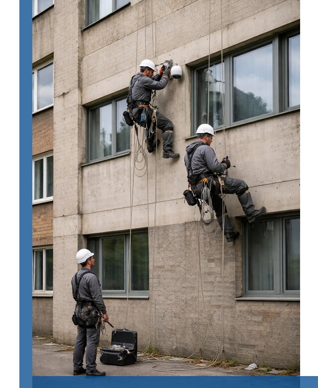 Монтаж фасадных камер видеонаблюдения в Черкесске под ключ