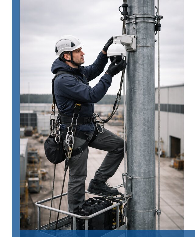 Профессиональная установка видеокамер на мачте в Черкесске