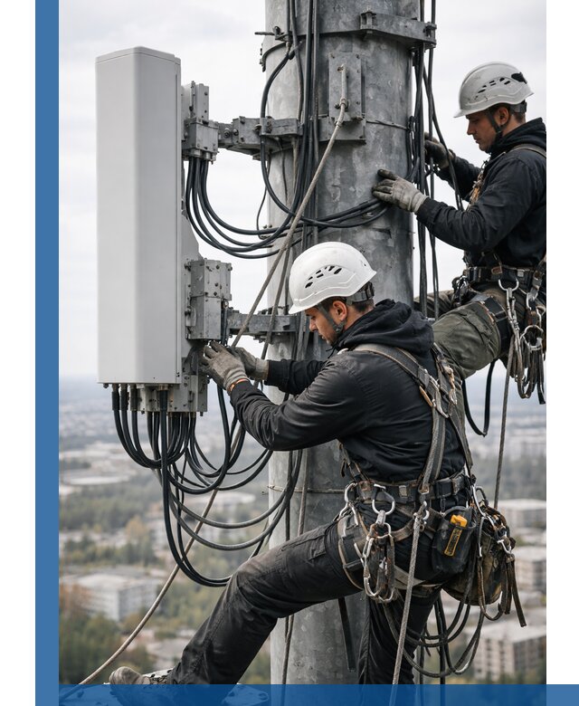 Монтаж оборудования связи на мачте в Черкесске с пусконаладкой