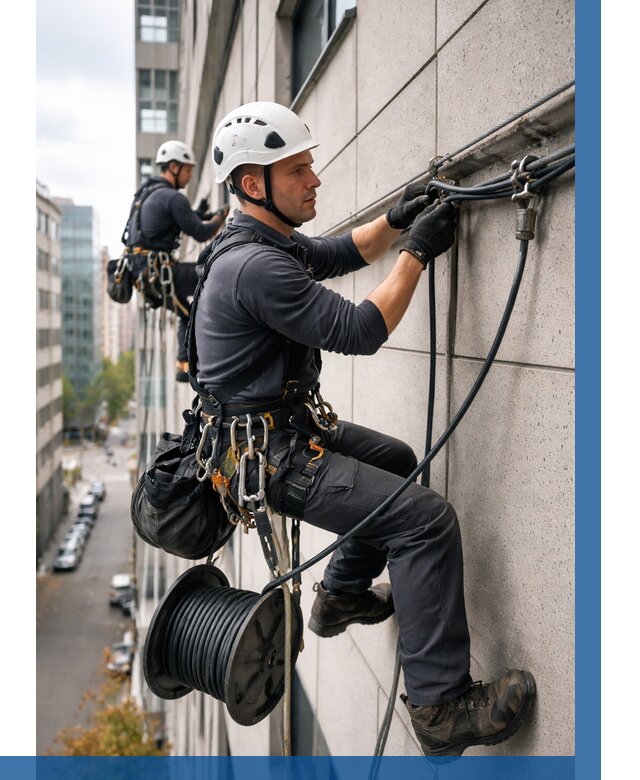 Прокладка кабеля по фасаду в Черкесске от 357 р. | ВЫСОТНИК-Чрк