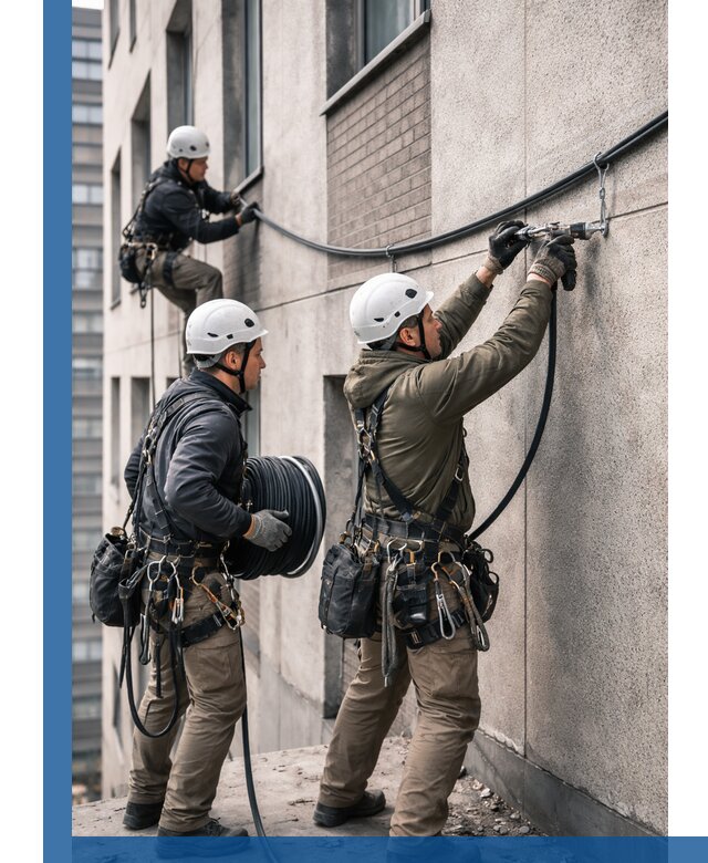 Прокладка кабеля по фасаду в Черкесске, профессиональный монтаж