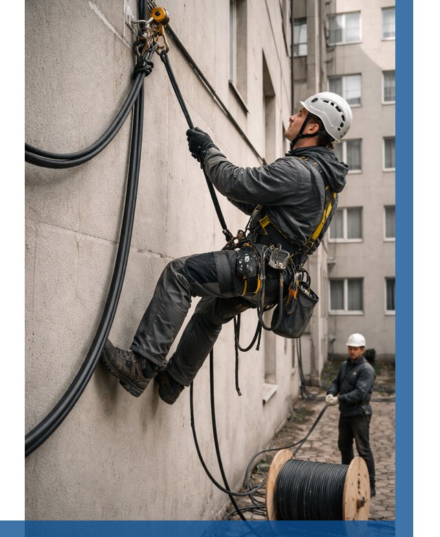 Протяжка кабеля питания на высоте в Черкесске от 459 р. | ВЫСОТНИК-Чрк