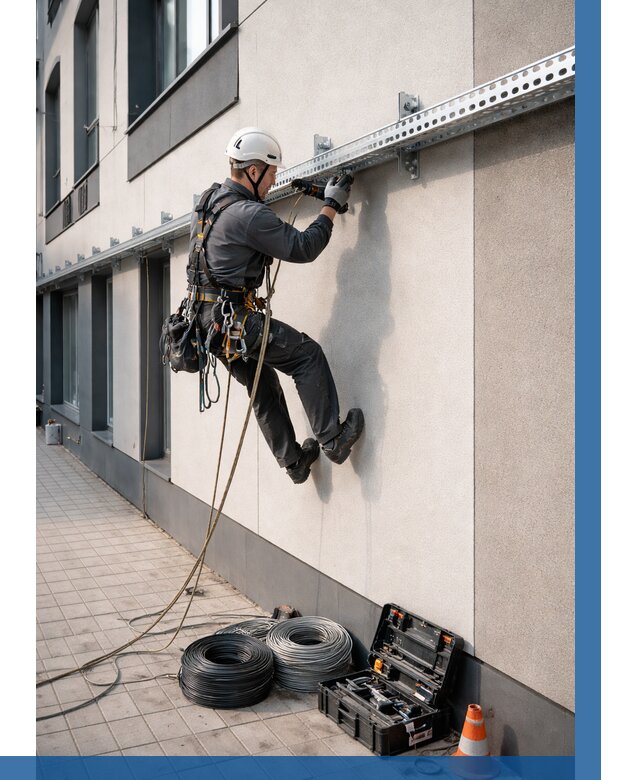 Монтаж кабельных лотков на фасаде в Черкесске от 1224 р. | ВЫСОТНИК-Чрк