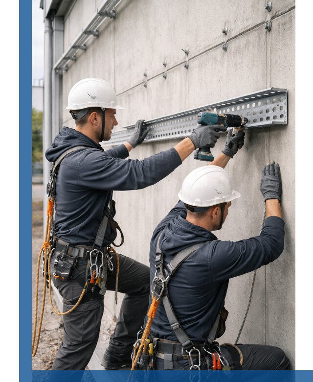 Монтаж кабельных лотков на фасаде зданий в Черкесске с гарантией