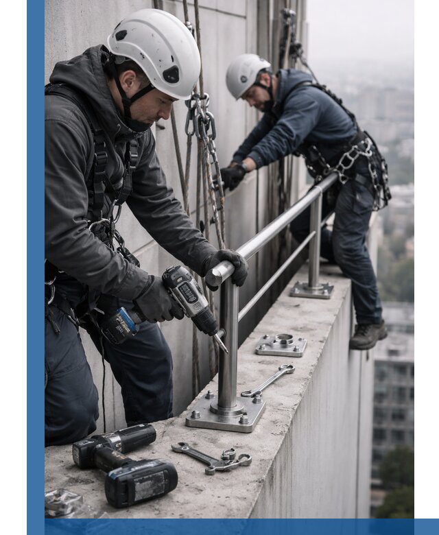 Монтаж перил на высоте в Черкесске для жилых и промобъектов