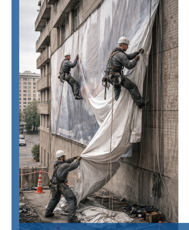 Демонтаж баннеров с фасада в Черкесске оперативно и безопасно