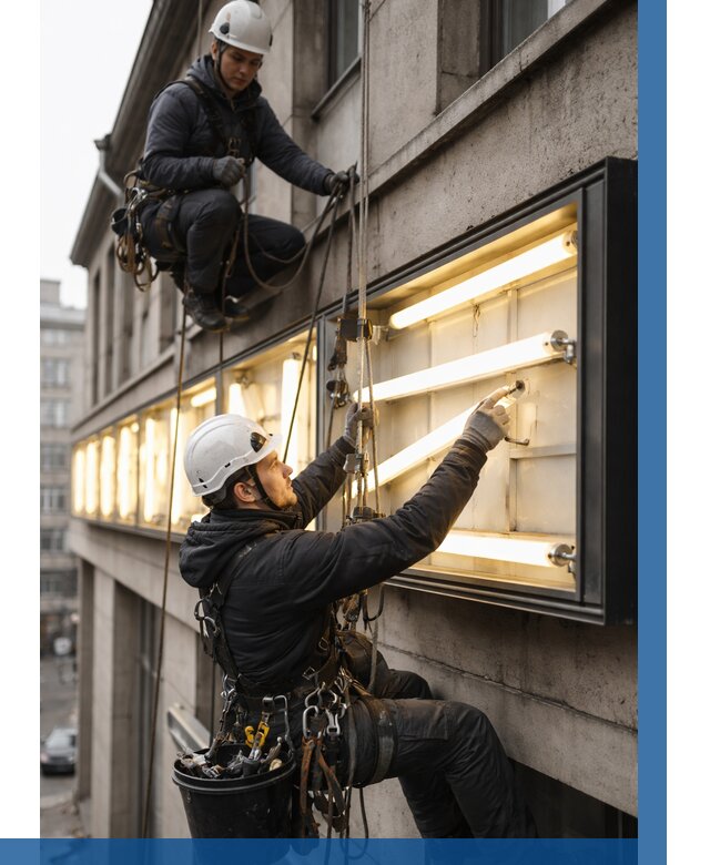 Замена ламп в вывеске в Черкесске под ключ от 3569 р. | ВЫСОТНИК-Чрк