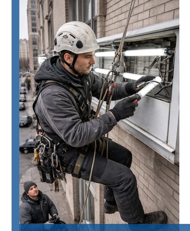 Профессиональная замена ламп в наружной вывеске в Черкесске