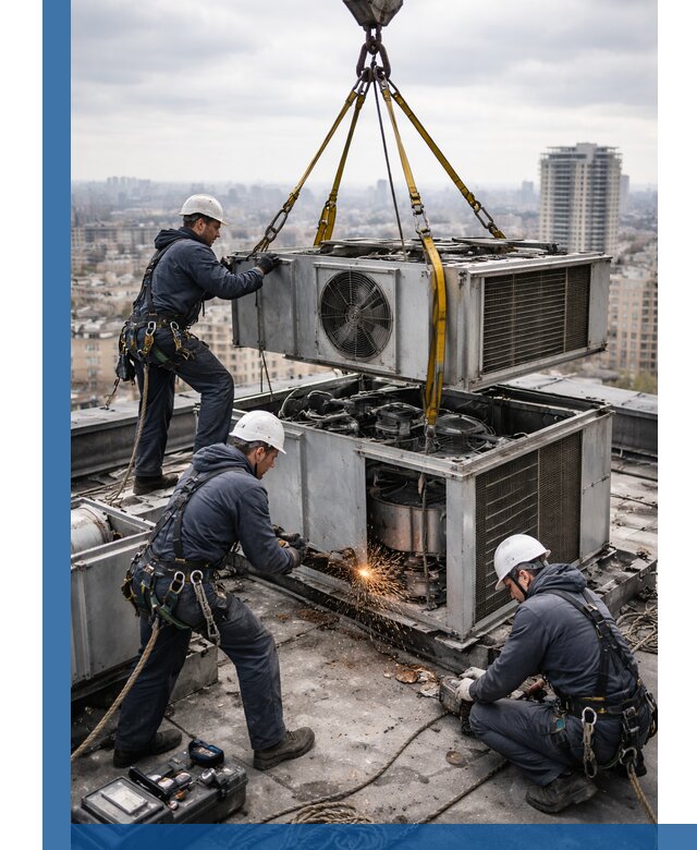 Демонтаж крышной установки в Черкесске любой сложности