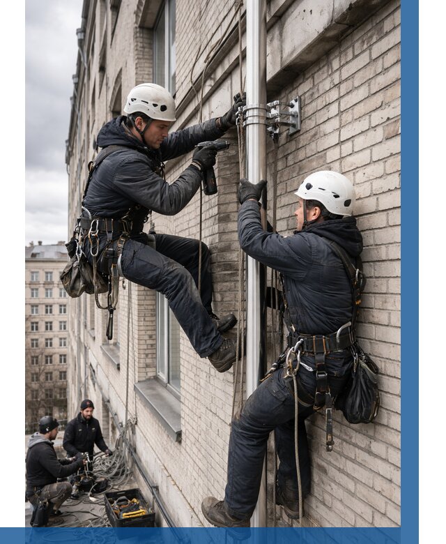 Монтаж флагштока на здании в Черкесске от 6627 р. | ВЫСОТНИК-Чрк