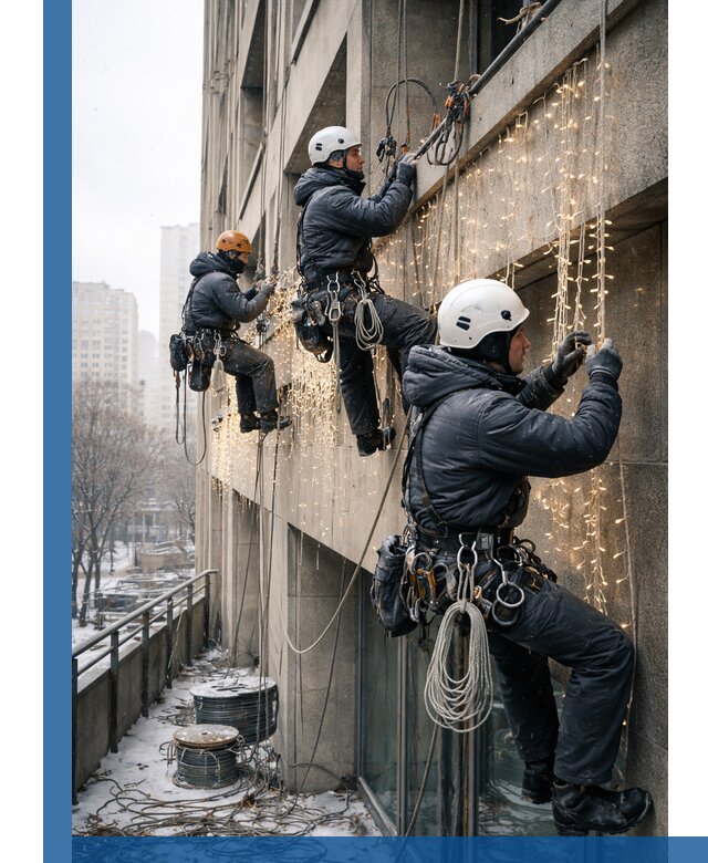 Монтаж новогодней иллюминации и украшение фасадов в Черкесске