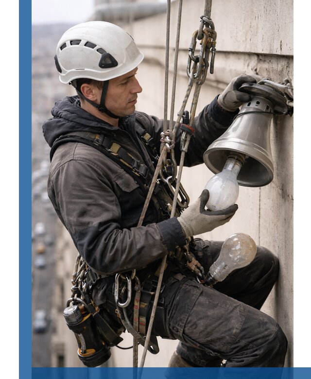 Замена ламп на высоте в Черкесске профессионально и быстро