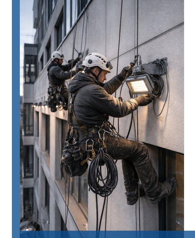 Монтаж фасадного освещения в Черкесске установка и подключение