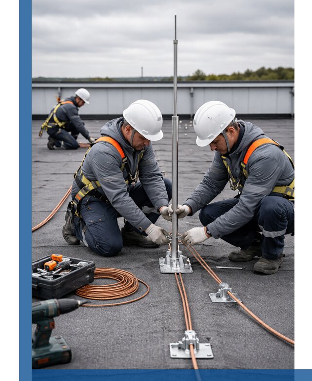 Монтаж молниезащиты на кровле в Черкесске под ключ с гарантией