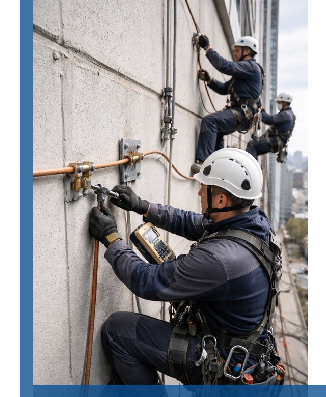 Монтаж системы заземления здания и молниезащиты в Черкесске