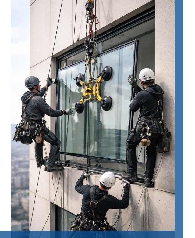 Монтаж стеклопакетов на высоте в Черкесске от 3263 р. | ВЫСОТНИК-Чрк