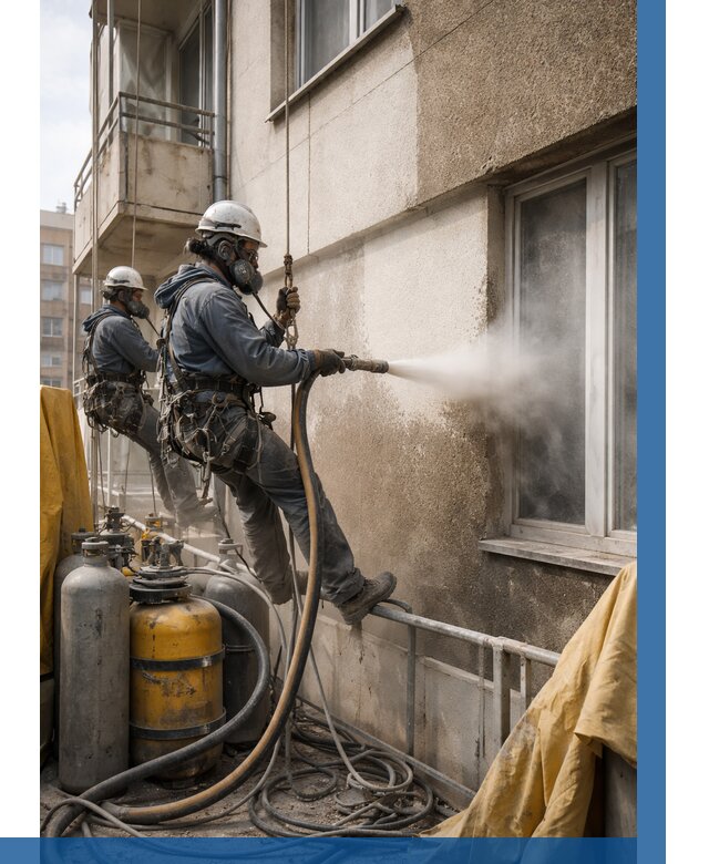 Пескоструйная очистка фасада в Черкесске от 663 р. | ВЫСОТНИК-Чрк