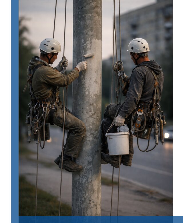 Покраска опор освещения и антикоррозийная защита в Черкесске