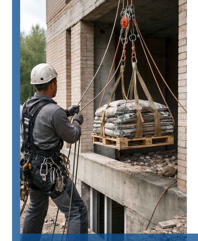 Подъем материалов на этаж веревками в Черкесске оперативно
