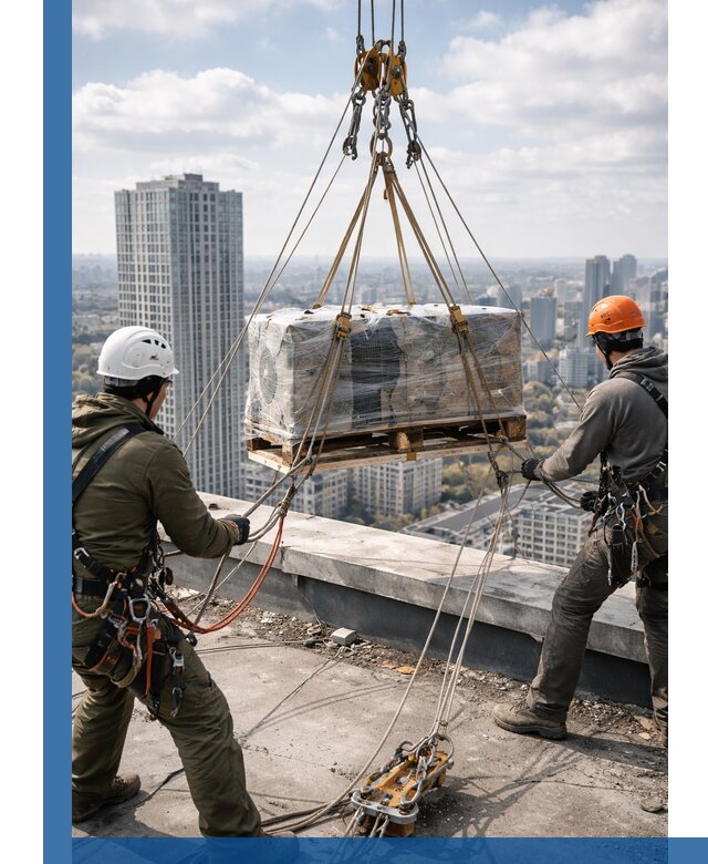 Подъем и монтаж крупногабаритных грузов на крышу в Черкесске
