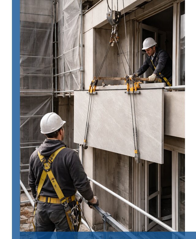 Подъем керамогранита на этаж в Черкесске грузчиками и техникой