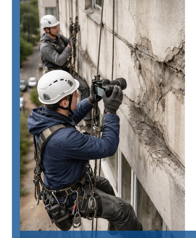 Фотофиксация дефектов фасада с высотной съемкой в Черкесске