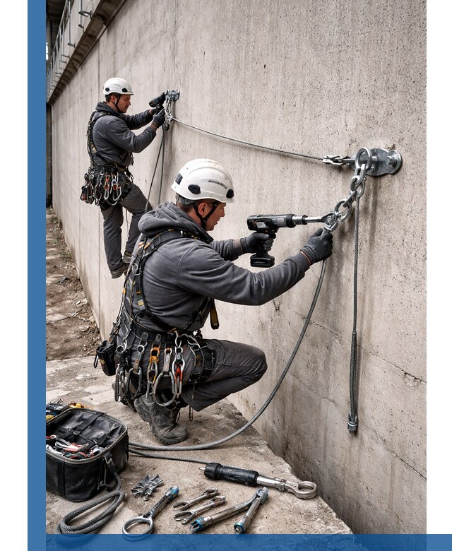 Монтаж анкерных линий высотной безопасности в Черкесске